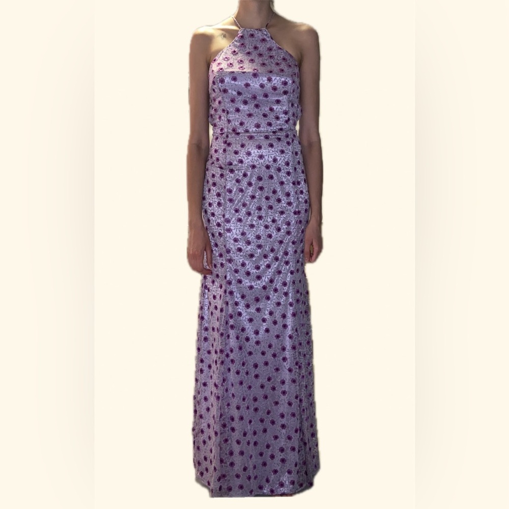 Purple floral formal gown